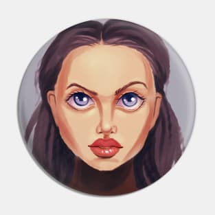 Big eyes girl portrait print Pin