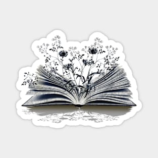 Floral book,Reading books, Book Sticker, bookworm gift for reader,student gift, lover books Magnet