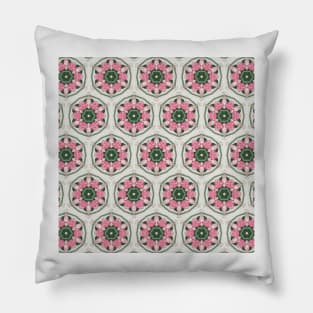 Cute, floral and abstract flower pattern painting (flowers, nature, watercolor, pink, colorful, colorandcolor, color and color, colorful flower, vintage) Pillow