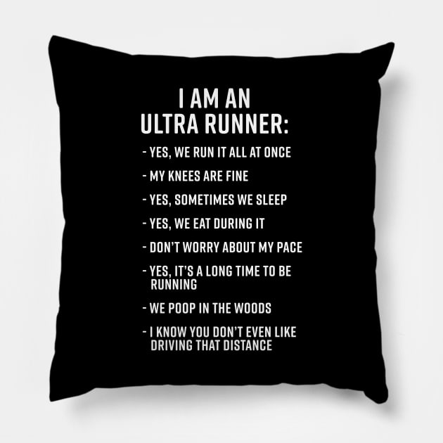 I Am An Ultra Runner - Trail and Ultra Running Pillow by PodDesignShop