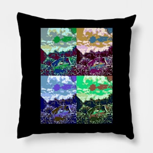 On one blue river, boat, travel, fishing Pillow