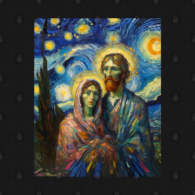 Mary & Joseph in starry night by FUN GOGH