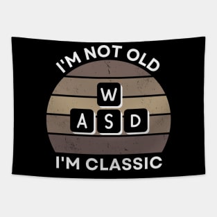 I'm not old, I'm Classic | WASD | Retro Hardware | Vintage Sunset | Sepia | '80s '90s Video Gaming Tapestry