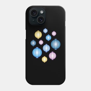 Lanterns | Mid Autumn Festival | Blue Yellow Pink | Black Phone Case