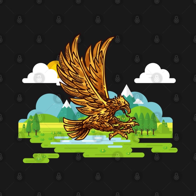 Eagle Golden Bird Swooping Falcon eagle hawk by Onceer