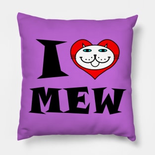 I Heart Cat - White Cat Blue Eyes Pillow