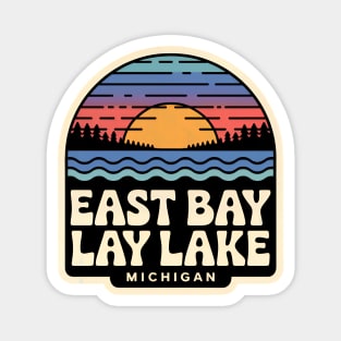 East Bay Lake, Michigan Retro Sunset Magnet