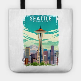 Seattle Washington State Travel Poster Tote