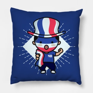 Cute France Football Fan // Kawaii Cute French Soccer Supporter Pillow