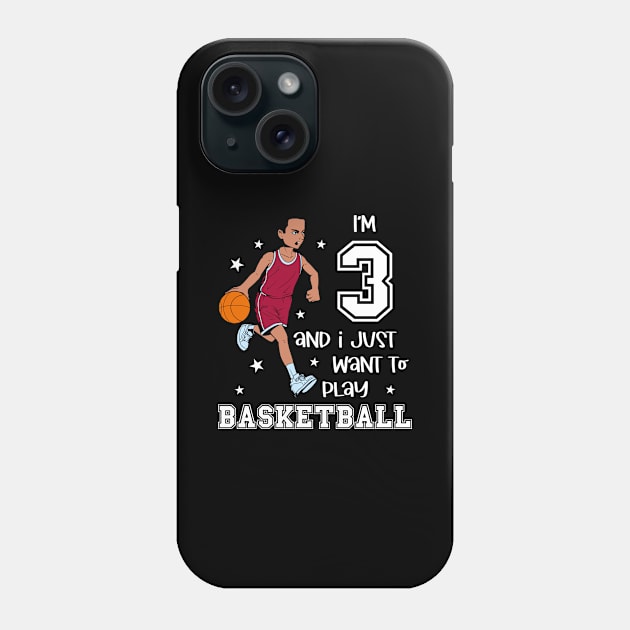 Boy plays basketball - I am 3 Phone Case by Modern Medieval Design