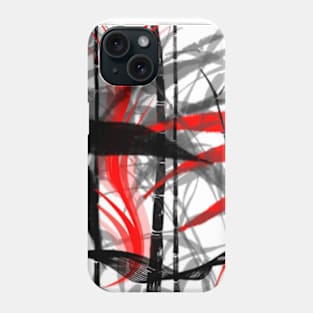 red black grey silver white bamboo abastract digital painting Phone Case