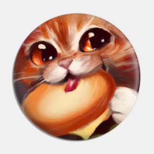 Cat eating Burger Pin