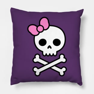 Cute Skull & Bow Pillow