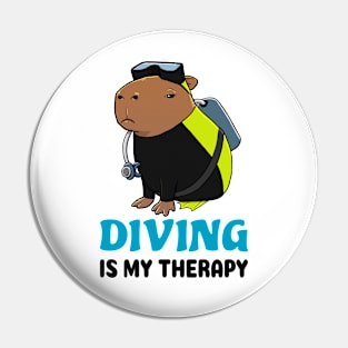 Diving is my therapy Capybara Pin