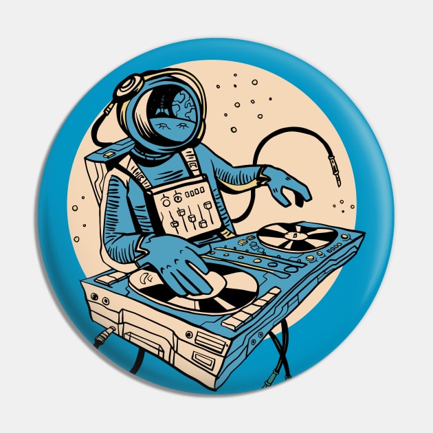 Astronaut DJ Spinning in Outer Space Pin by SLAG_Creative