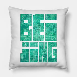 Beijing, China City Map Typography - Watercolor Pillow