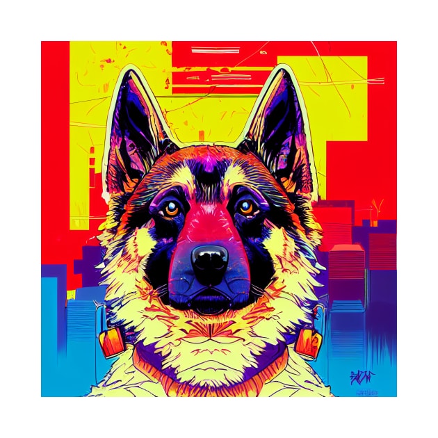 Awesome German Shepherd as 80's Anime by Studiowatermars