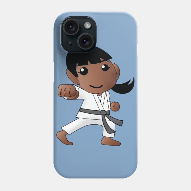 Karate Girl Punch Kawaii Cute Anime Cartoon Character Phone Case by CoolFactorMerch