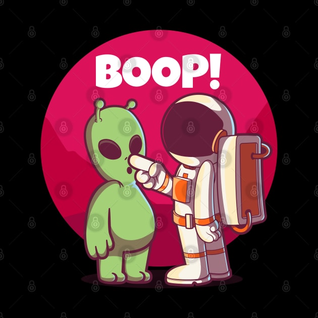 Boop! Spaceman and alien nose boop greeting by Messy Nessie