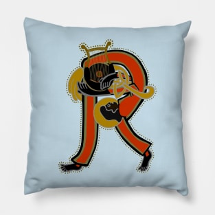 Dark Angel Letter R Version 3  Ochre Pillow