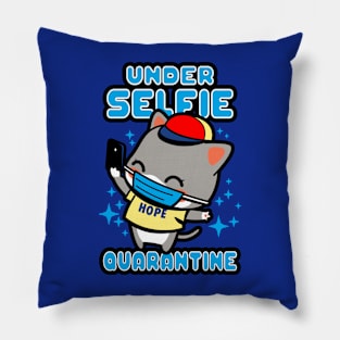 Under Selfie Quarantine Funny Cute Cat Meme Pillow