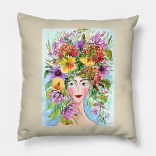 Summer Fairy Watercolor Painting Pillow