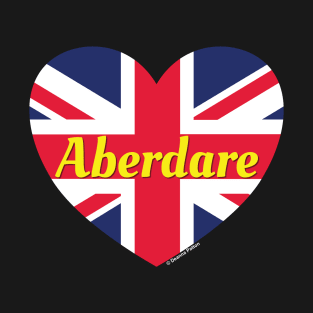 Aberdare Wales UK British Flag Heart T-Shirt