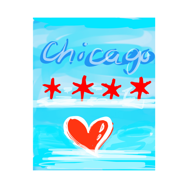 Chicago Flag & Heart by Grafititee