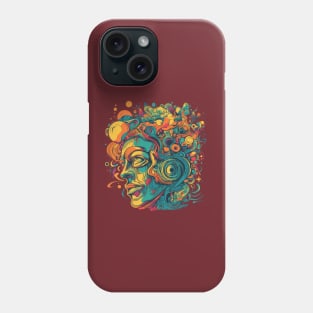 Psychedelic face in many colours Phone Case