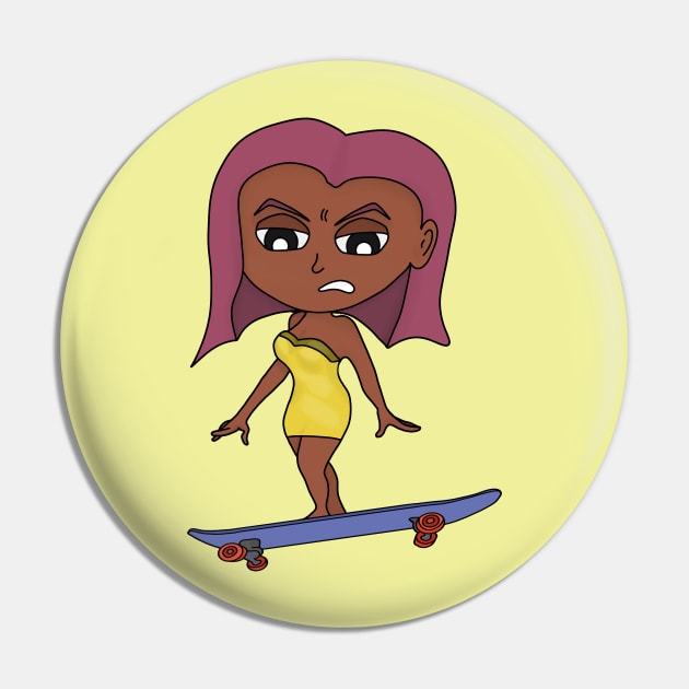 Girl in yellow dress skateboarding Pin by DiegoCarvalho