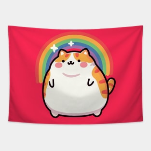 Chubby cat rainbow Tapestry