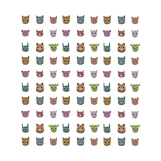Colorful Woodland Creature Wildlife Pattern by Qakie