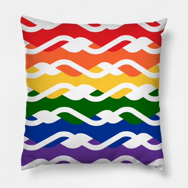 LGBT Rainbow Waves Design Pillow by ioabann