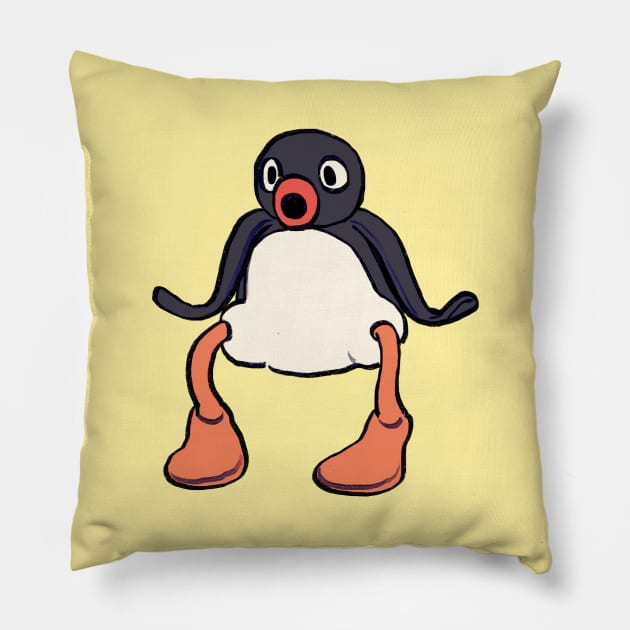 surprised pingu noot penguin meme Pillow by mudwizard