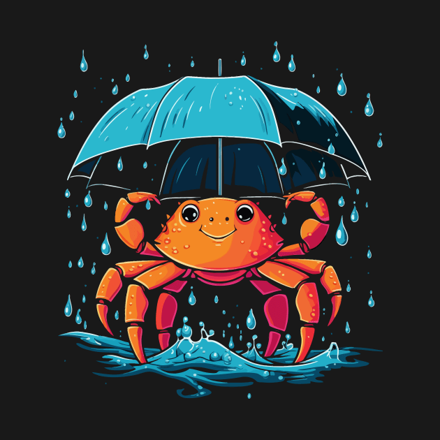 Crab Rainy Day With Umbrella by JH Mart