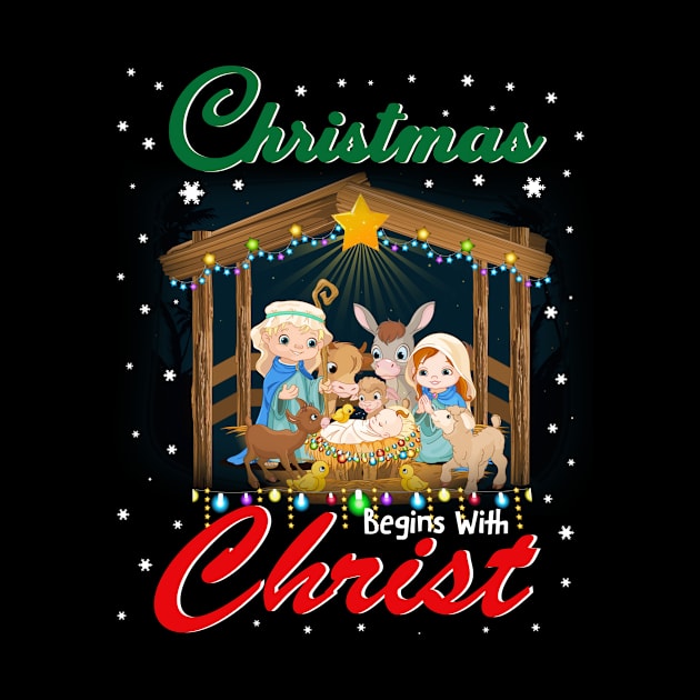 Christmas Begins With Christ TShirt Christian Holiday Jesu by mazurprop