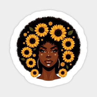 Afrocentric Woman Flowers Magnet