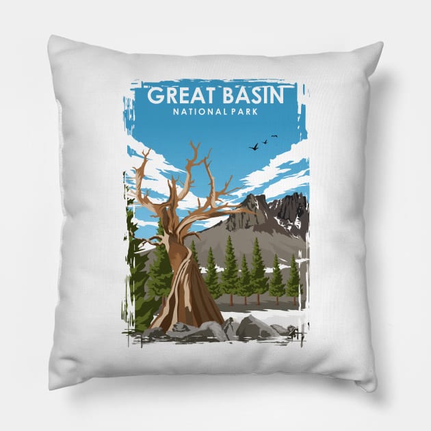 Great Basin National Park Travel Poster Pillow by jornvanhezik