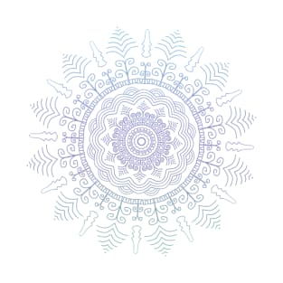 Blue, Purple and Green Tone Mandala T-Shirt