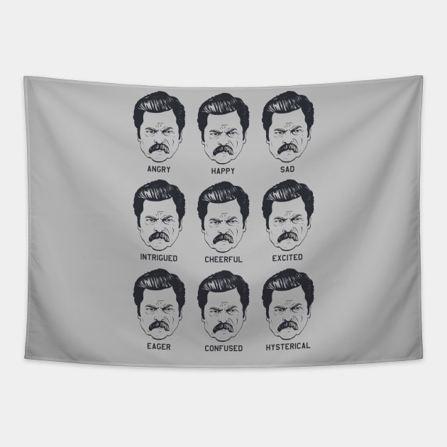 Ron Swanson Emotions Parks and Recreation Tapestry by stayfrostybro