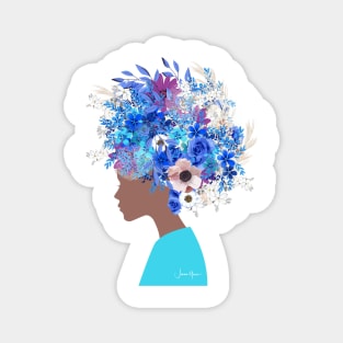 African American Woman in Fashion Flower Headdress Magnet