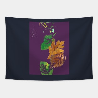 Four Autumn Leaves, plum purple background Tapestry