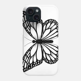 Monarch Butterfly - Black and White Phone Case