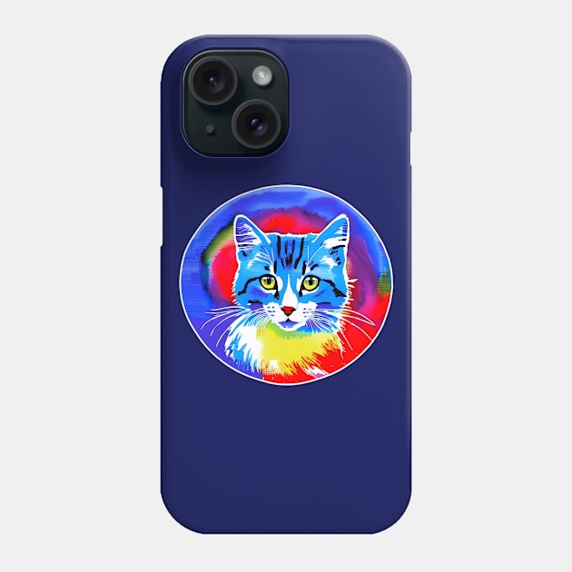 Colorful Rainbow Cats Digital Portrait (MD23Ar009) Phone Case by Maikell Designs