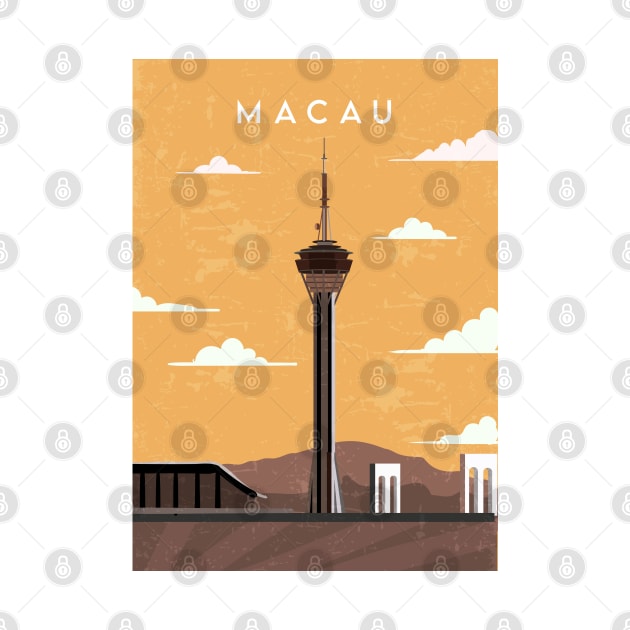 Macau. Retro travel poster by GreekTavern