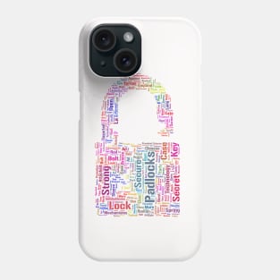 Padlock Secure Silhouette Shape Text Word Cloud Phone Case