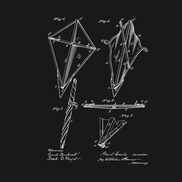 Kite Vintage Patent Hand Drawing by TheYoungDesigns