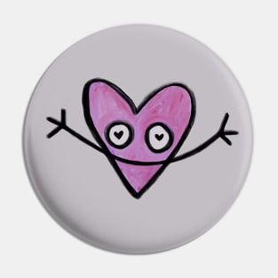 Cartoon Heart, Happy Pink Heart Pin