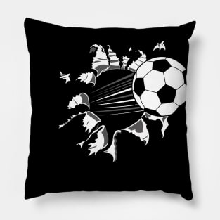 Soccer ball busting out Pillow