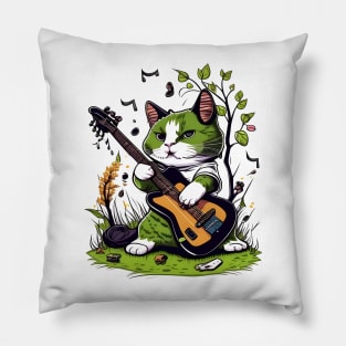 Funny Cat Playing Guitar - Cat Lover Pillow